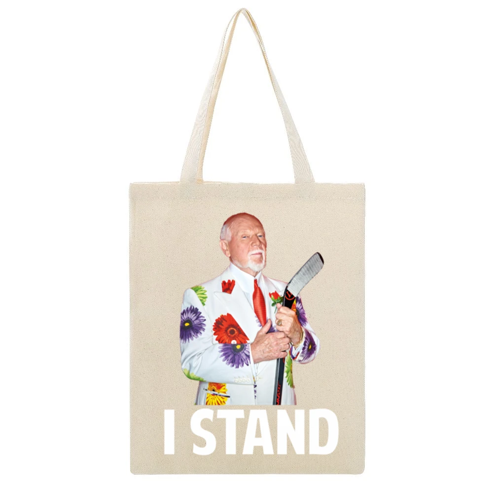 I Stand With Don Cherry Fired Hockey Broadcaster Canadian Legend T Shi Beige Canvas Tote Shopping Bag