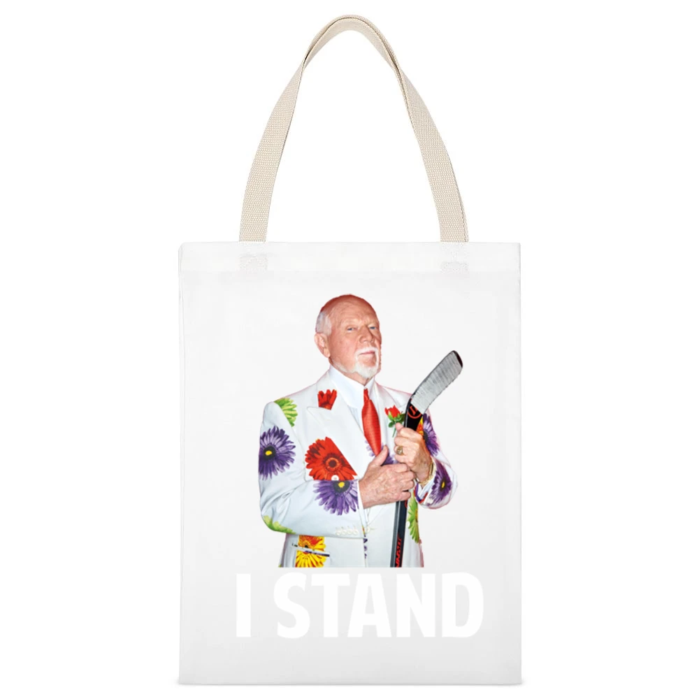 I Stand With Don Cherry Fired Hockey Broadcaster Canadian Legend T Shi White Canvas Tote Shopping Bag