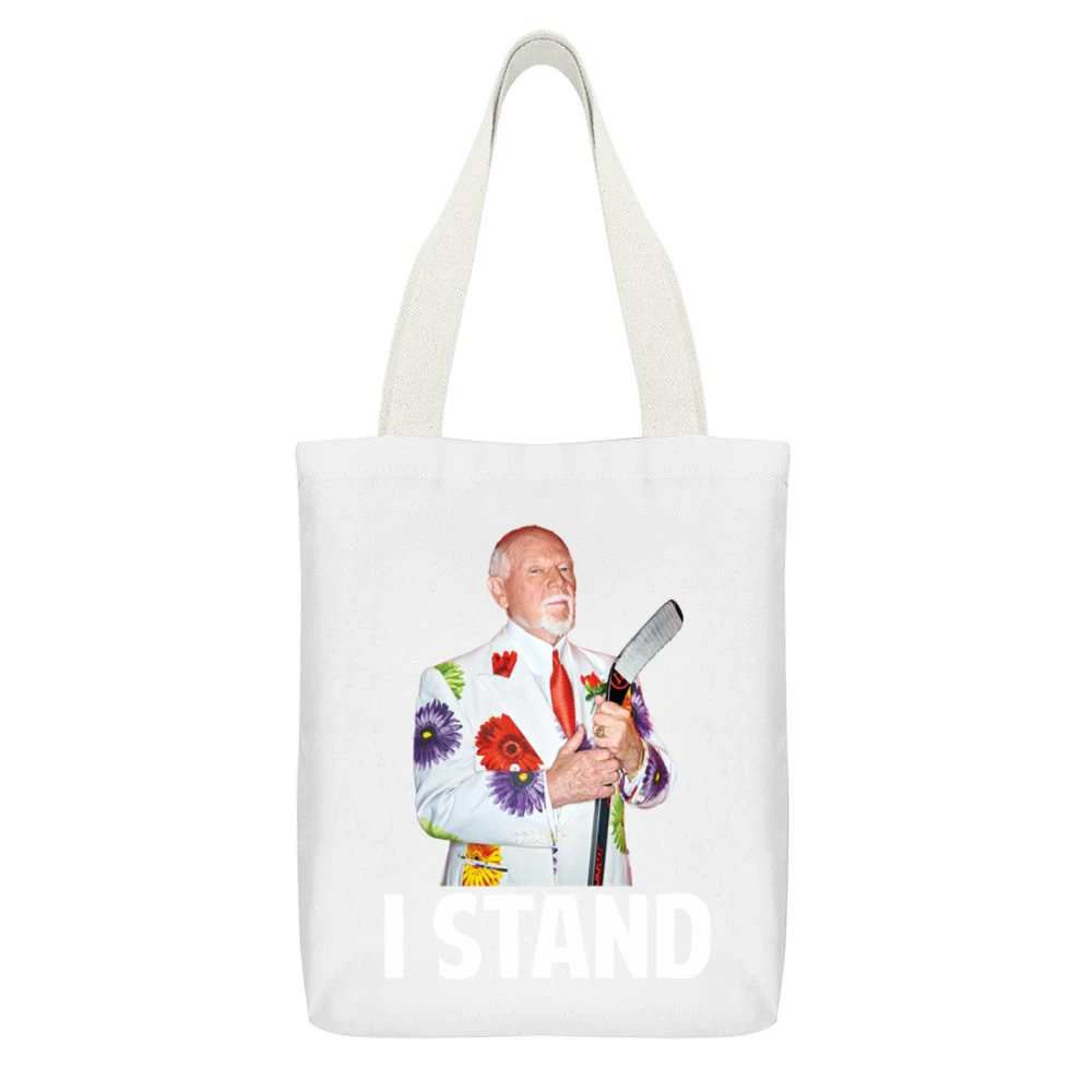 I Stand With Don Cherry Fired Hockey Broadcaster Canadian Legend T Shi White Canvas Tote Shopping Bag With Interior Pocket
