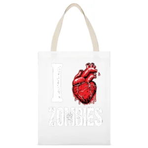 I heart Zombies - Living dead Creature lover White Canvas Tote Shopping Bag