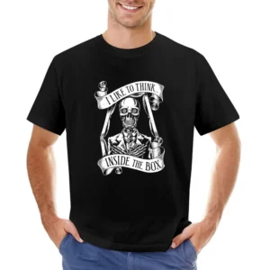 I like to think inside the box - Funny Skeleton in the coffin Asian Size Men T-Shirt