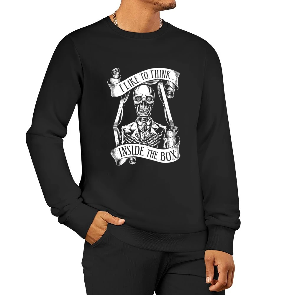 I like to think inside the box - Funny Skeleton in the coffin Men Pullover Sweatshirt