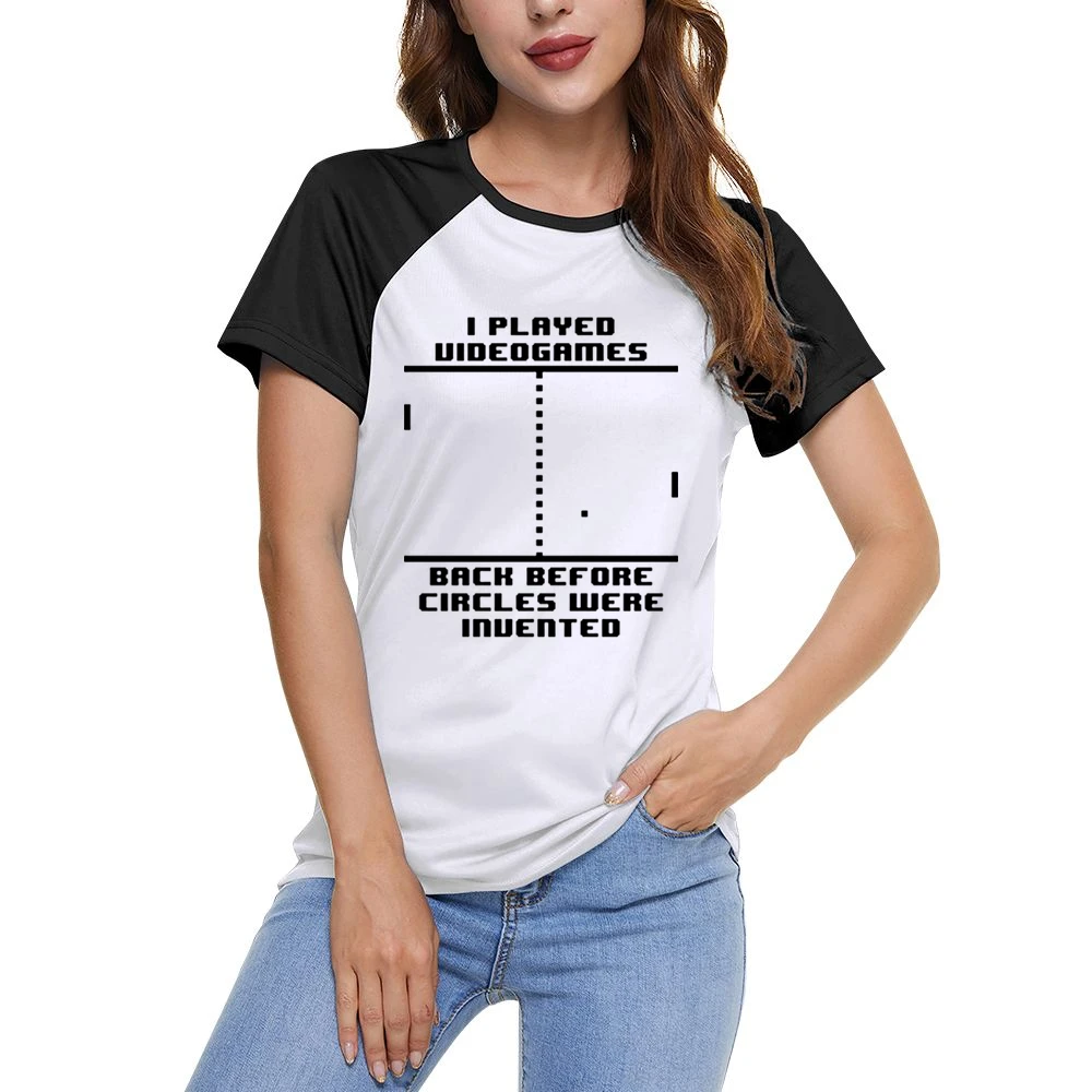 I played Video games back before circles were invented Women Ladies Short Sleeve T-Shirt