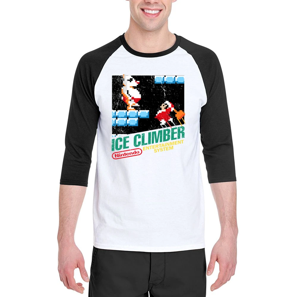 Ice Climber Nes Nintendo Old School Retro Video Game Japanese Fan Dist Men 3/4 Sleeve T-Shirt