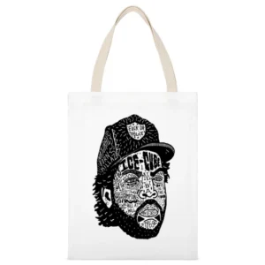 Ice Cube Face Tshirt White Canvas Tote Shopping Bag