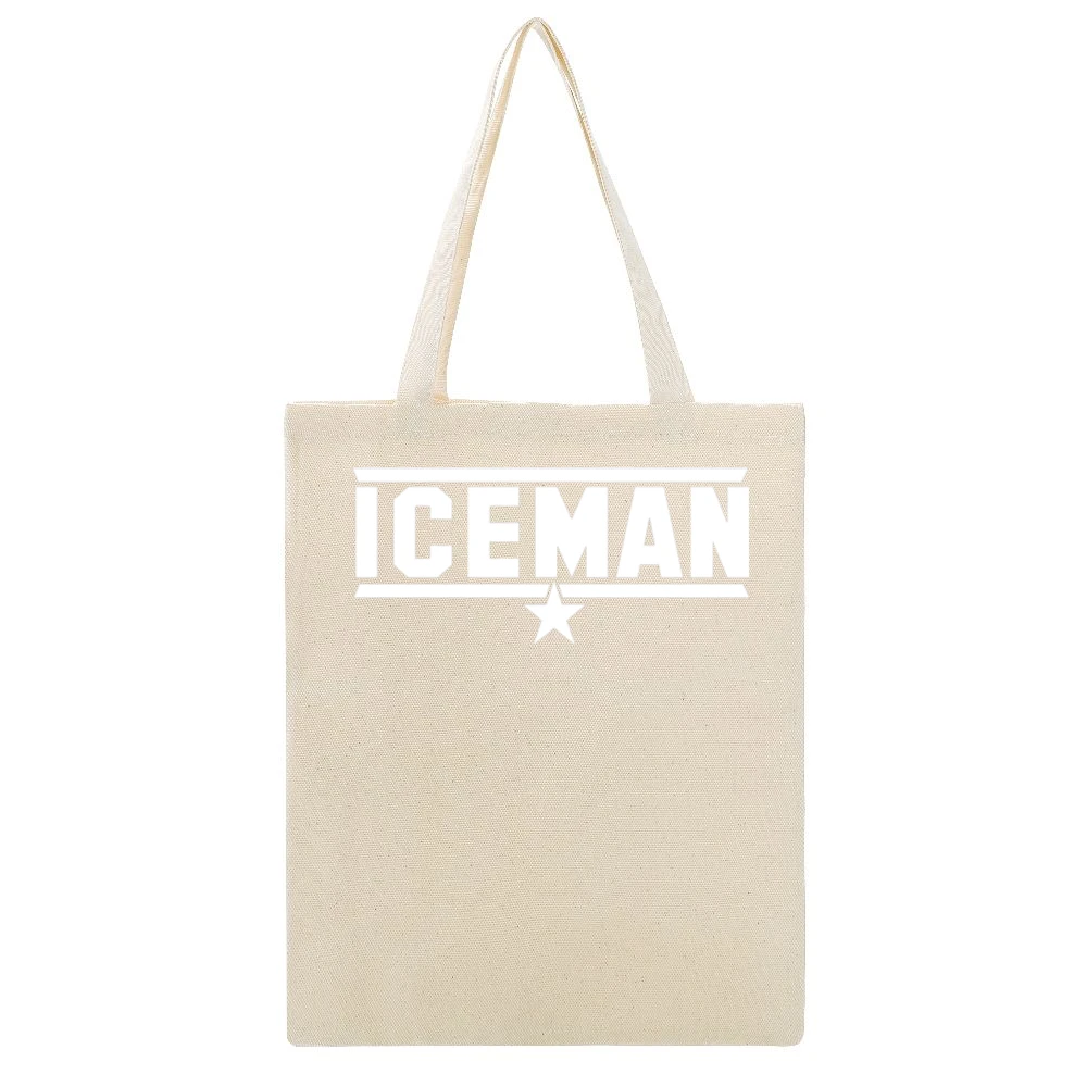 Iceman Retro 80s Top Gun Movie Beige Canvas Tote Shopping Bag