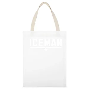 Iceman Retro 80s Top Gun Movie White Canvas Tote Shopping Bag
