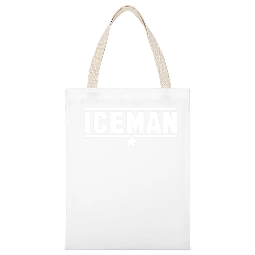 Iceman Retro 80s Top Gun Movie White Canvas Tote Shopping Bag