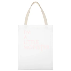 I'm A Little Monster Gaga Music White Canvas Tote Shopping Bag
