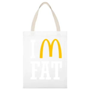 Im Fat Funny Fast Food White Canvas Tote Shopping Bag