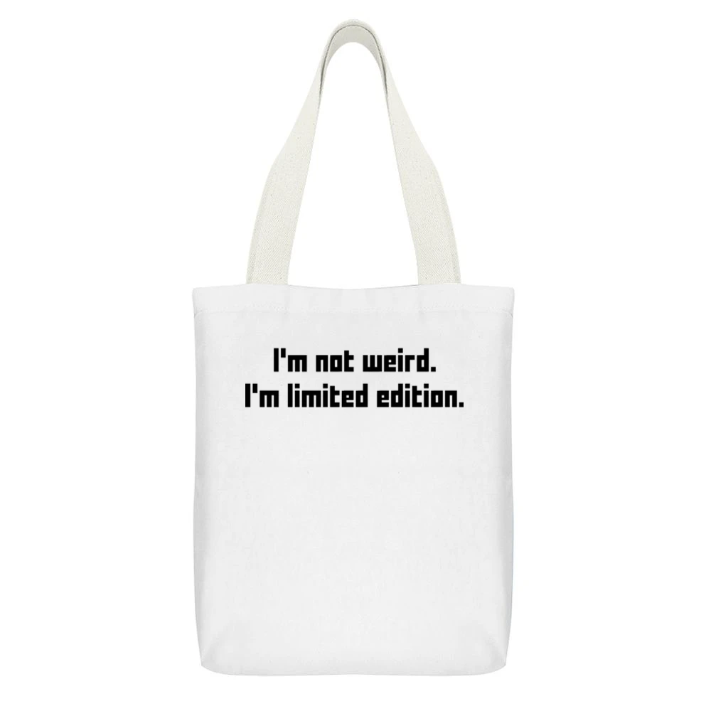 I'm Limited Edition White Canvas Tote Shopping Bag With Interior Pocket