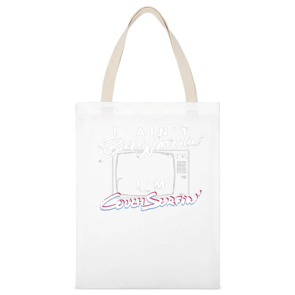 Im Not Binge Watchin Im Couch Surfin Fun Popular Graphic Vintage TV Ol White Canvas Tote Shopping Bag