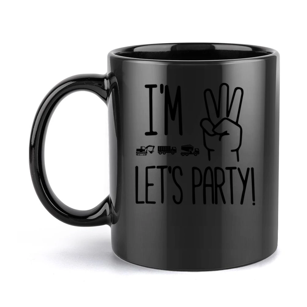 I'm Three Let's Party Children's Birthday Black Mug