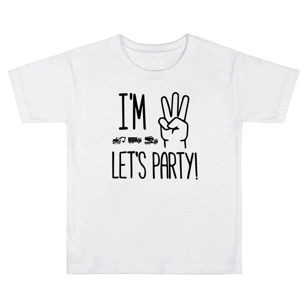 I'm Three Let's Party Children's Birthday Kids Boys Girls T-Shirt