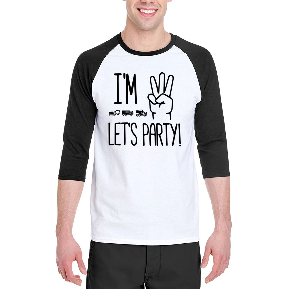 I'm Three Let's Party Children's Birthday Men 3/4 Sleeve T-Shirt