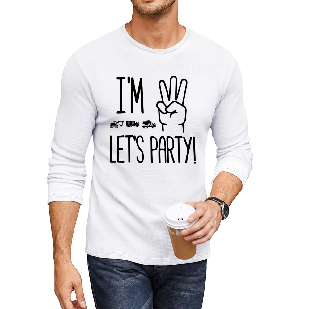 I'm Three Let's Party Children's Birthday Men CrewNeck Long Sleeve T-Shirt
