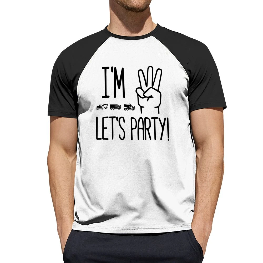 I'm Three Let's Party Children's Birthday Men Short Sleeve T-Shirt