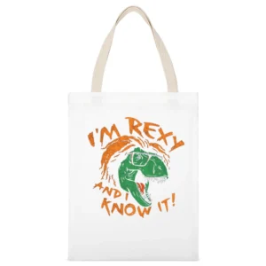 I'm rexy and i know it White Canvas Tote Shopping Bag