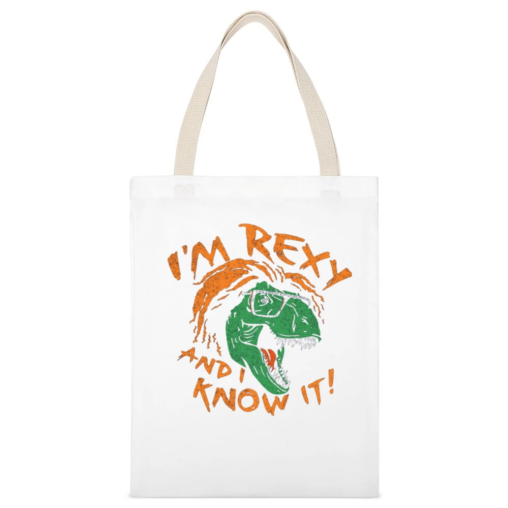 I'm rexy and i know it White Canvas Tote Shopping Bag