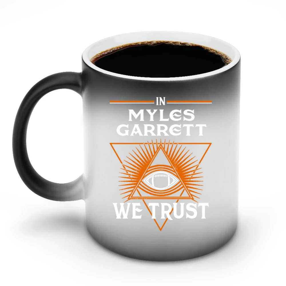 In Myles Garrett We Trust Cleveland Football Helmet Swing Suspension F Discoloration Mug
