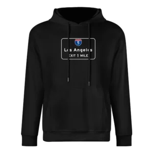 Interstate 5 Highway Sign Los Angeles California Exit 1 Mile Graphic T European Size Men Hoodie