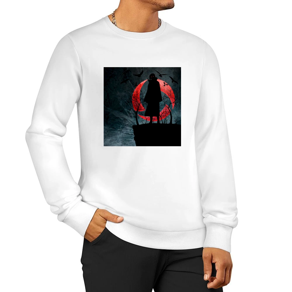 Itachi Uchiha sharingan eye black crow shadow Naruto anime manga T Shi Men Pullover Sweatshirt