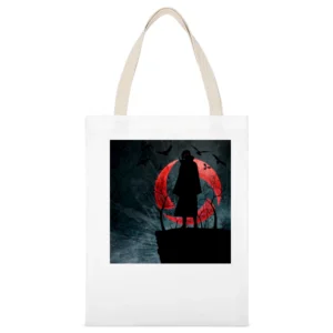 Itachi Uchiha sharingan eye black crow shadow Naruto anime manga T Shi White Canvas Tote Shopping Bag