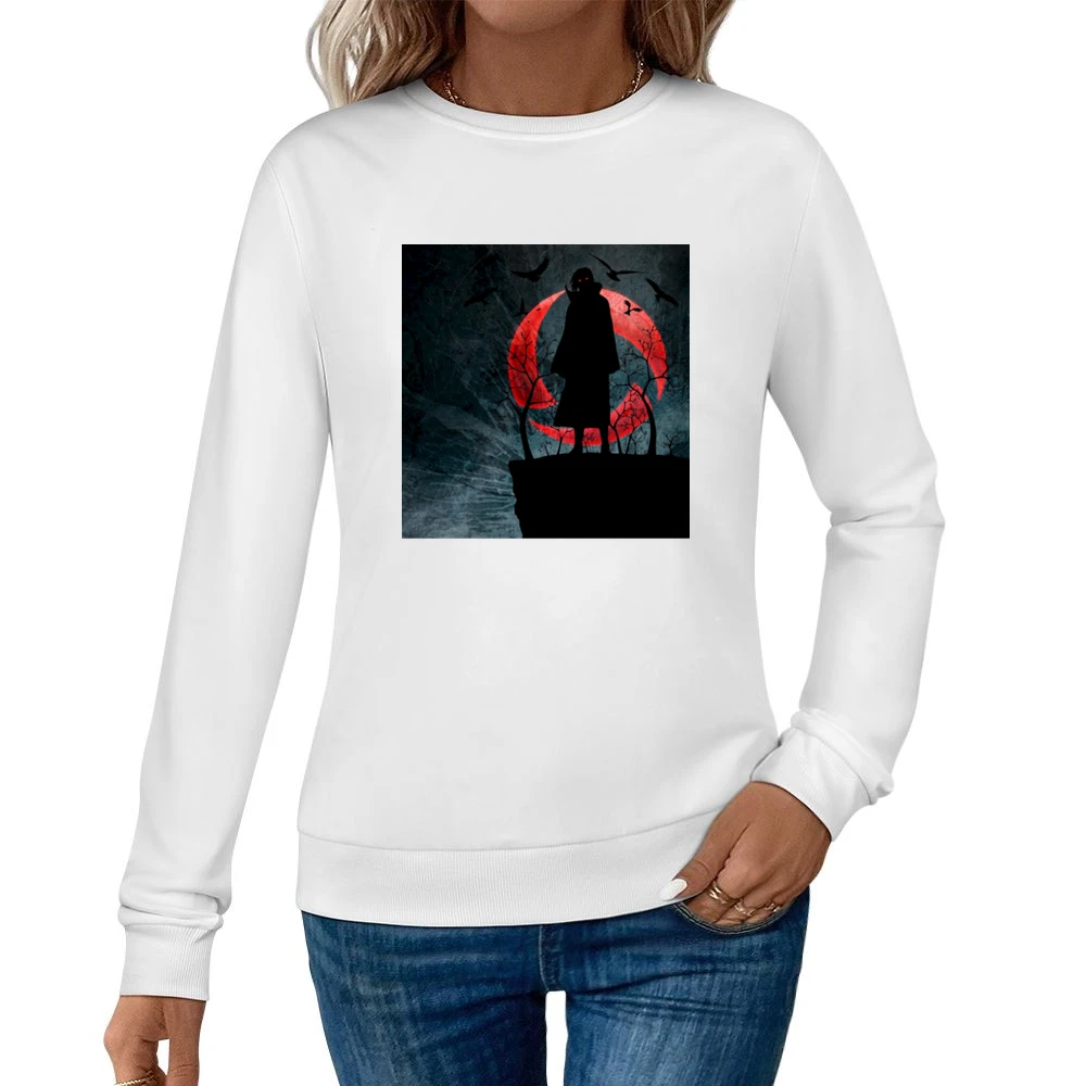 Itachi Uchiha sharingan eye black crow shadow Naruto anime manga T Shi Women Pullover Sweatshirt