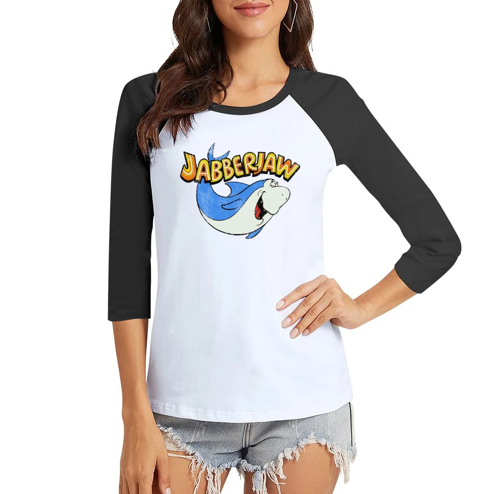 Jabberjaw Fun Cool Vintage Style Distressed Graphic Retro Tv Show T Sh Women Ladies 3-4 Sleeve T-Shirt