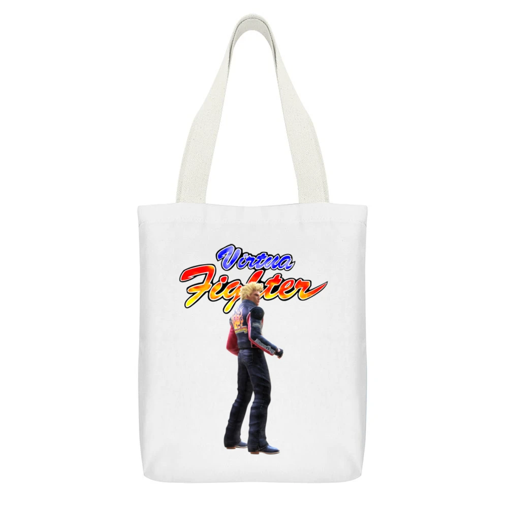 Jacky Bryant Virtua Fighter Arcade Fighting Retro Video Game Character White Canvas Tote Shopping Bag With Interior Pocket
