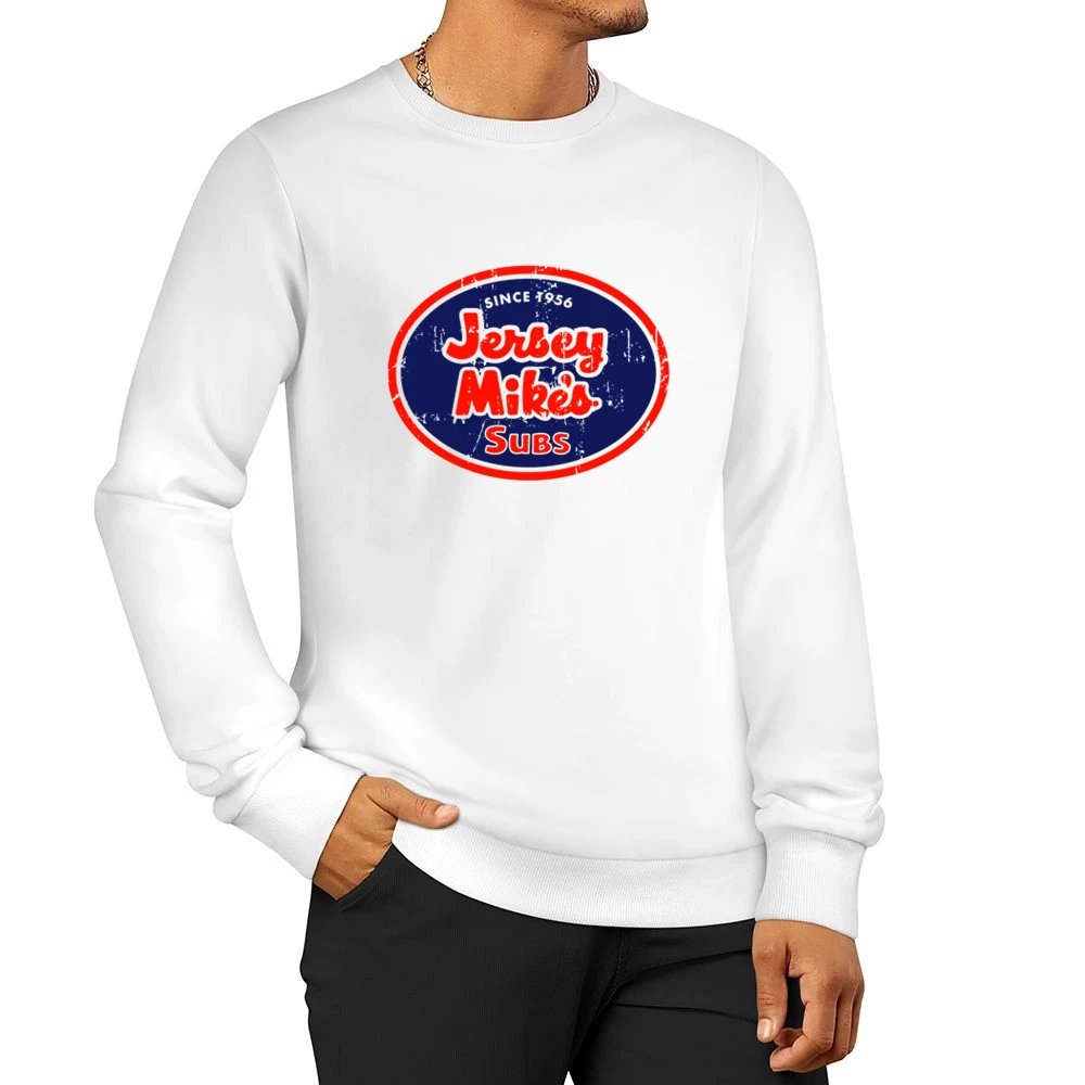 Jersey Mikes Subs Fast Food Restaurant Distressed Look Men Pullover Sweatshirt