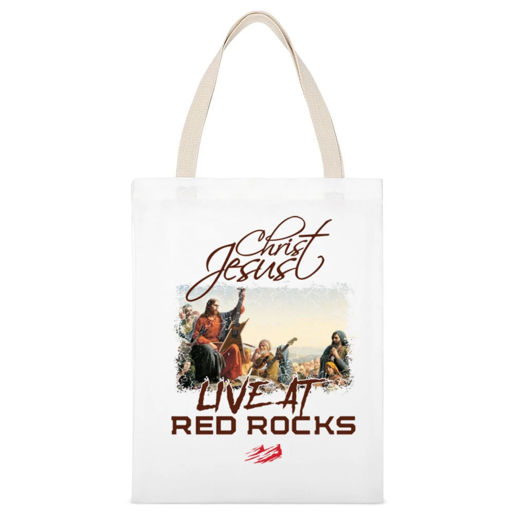 Jesus Christ Live At Red Rocks Funny Antonio Brown White Canvas Tote Shopping Bag