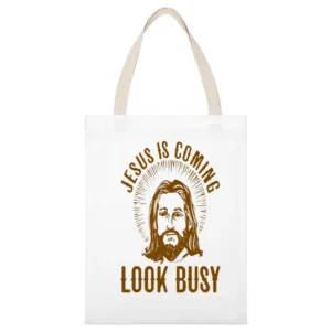 Jesus is Coming Tshirt White Canvas Tote Shopping Bag