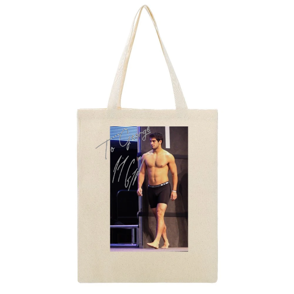 Jimmy Garoppolo Topless George Kittel Autographed San Francisco Funny Beige Canvas Tote Shopping Bag