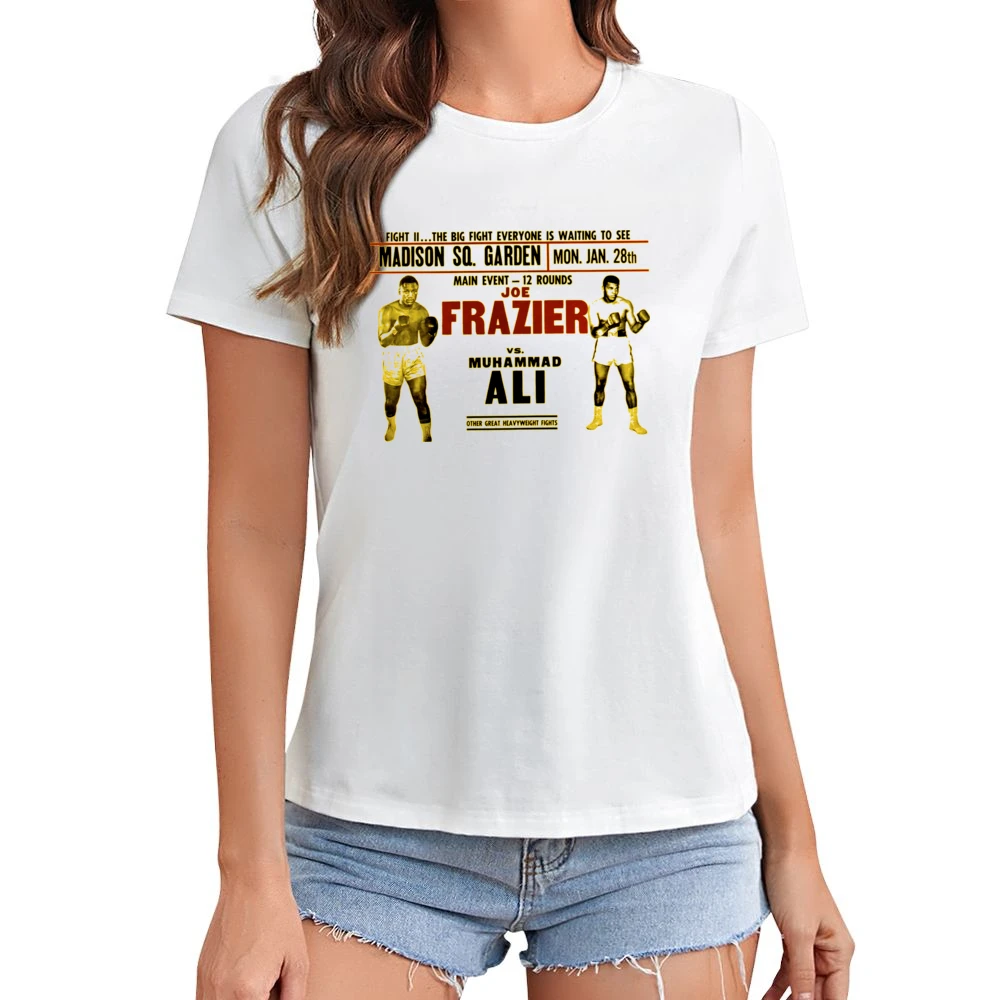 Joe Frazier Vs Muhammad Ali II 1974 Asian Size Women Ladies T-shirt
