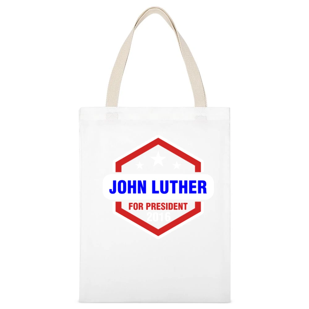 John Luther For President 2016 Luther TV Show White Canvas Tote Shopping Bag