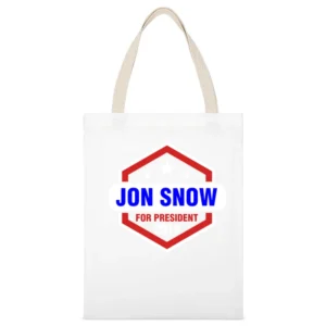 Jon Snow For President 2016 Game of Thrones TV Show White Canvas Tote Shopping Bag