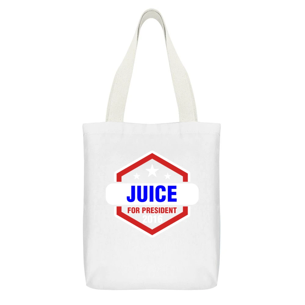 Juice For President 2016 Sons of Anarchy TV Show White Canvas Tote Shopping Bag With Interior Pocket