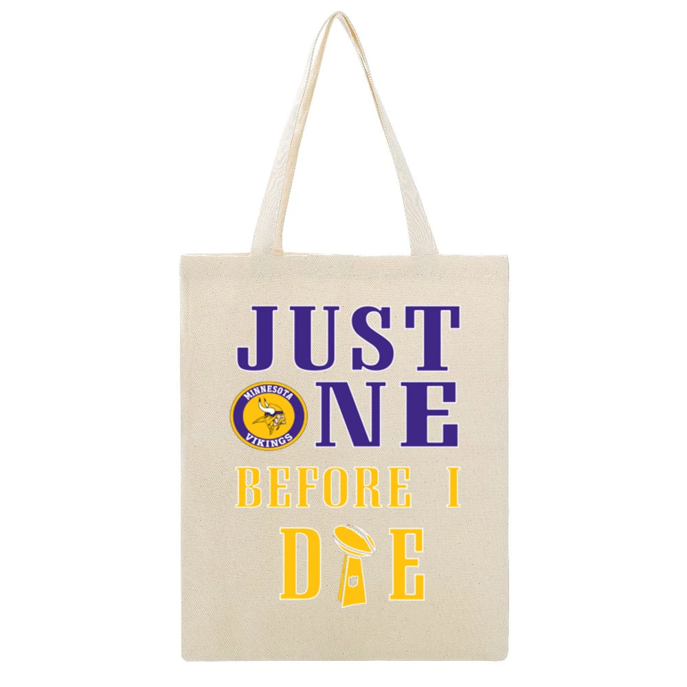 Just One Before I Die Minnesota Football Team Beige Canvas Tote Shopping Bag