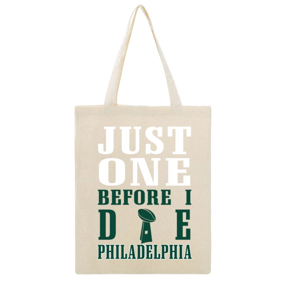 Just One Before I Die Philadelphia Football Beige Canvas Tote Shopping Bag