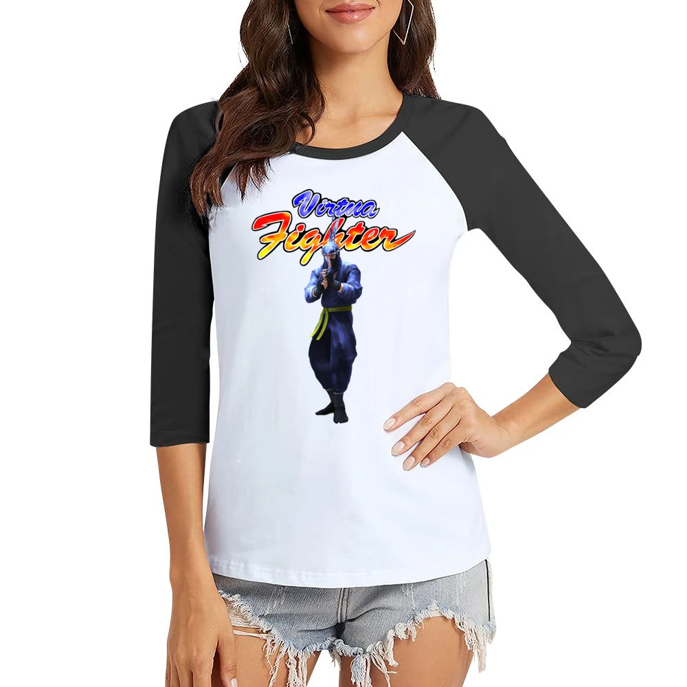 Kage Maru Virtua Fighter Arcade Fighting Retro Video Game Character Fa Women Ladies 3-4 Sleeve T-Shirt