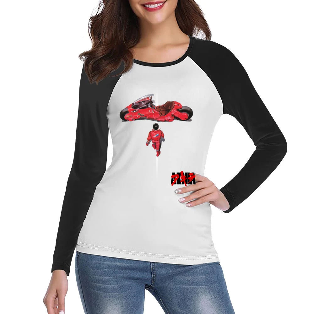 Kaneda and bike Akira Japanese manga series Katsuhiro Otomo anime mang Women Ladies Long Sleeve T-Shirt