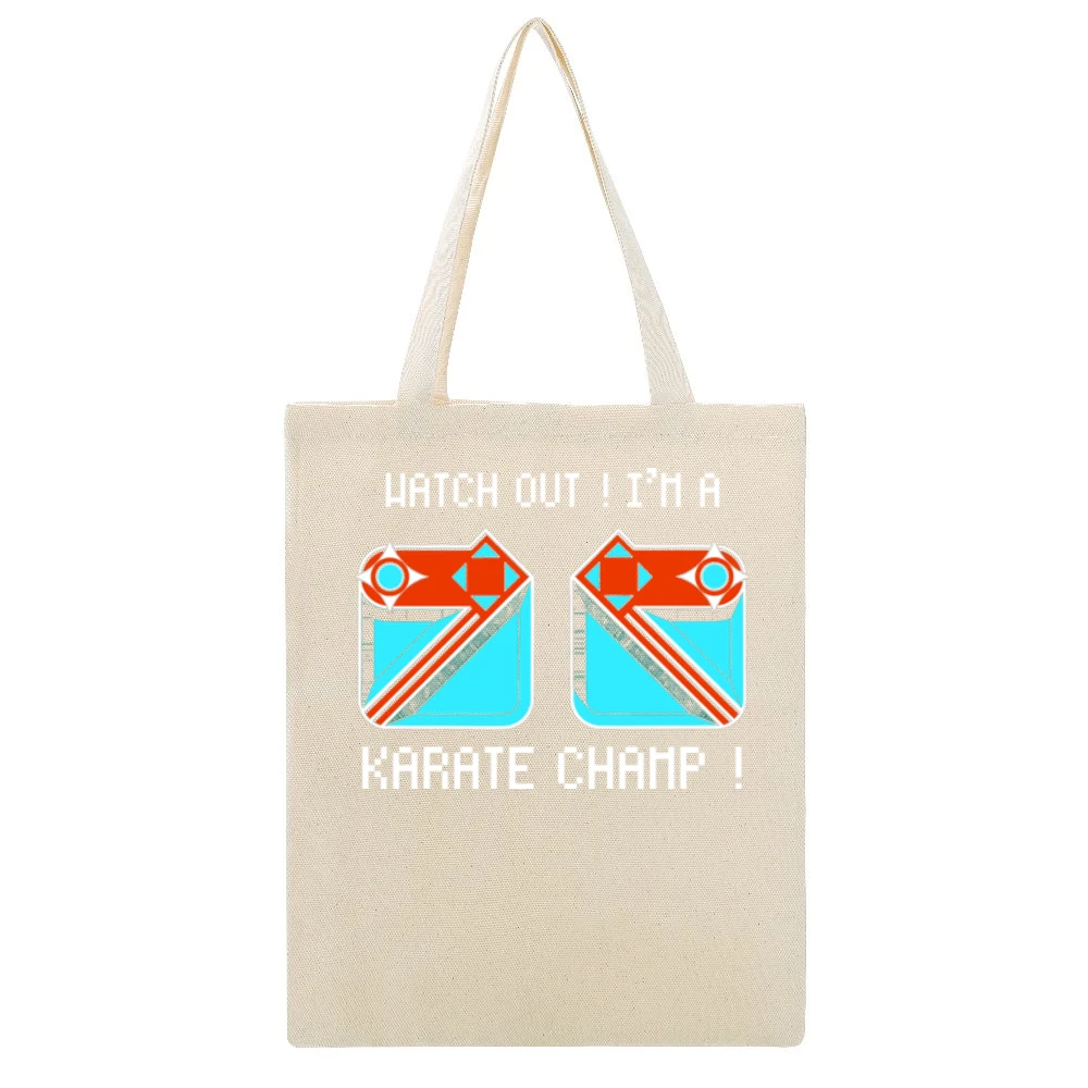 Karate Champ Video Game Retro 80s Beige Canvas Tote Shopping Bag