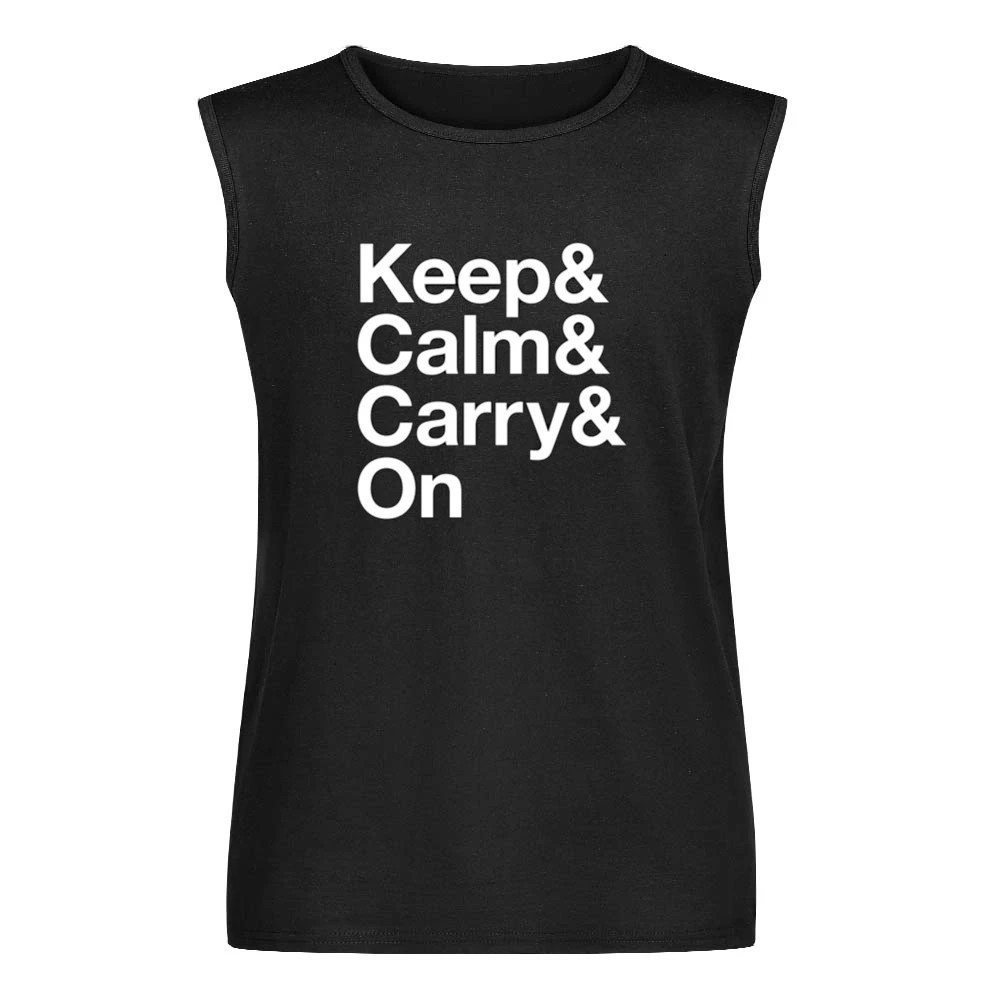 Keep Calm And Carry On Fun Graphic Tee Shirt Men Sleeveless T-Shirt