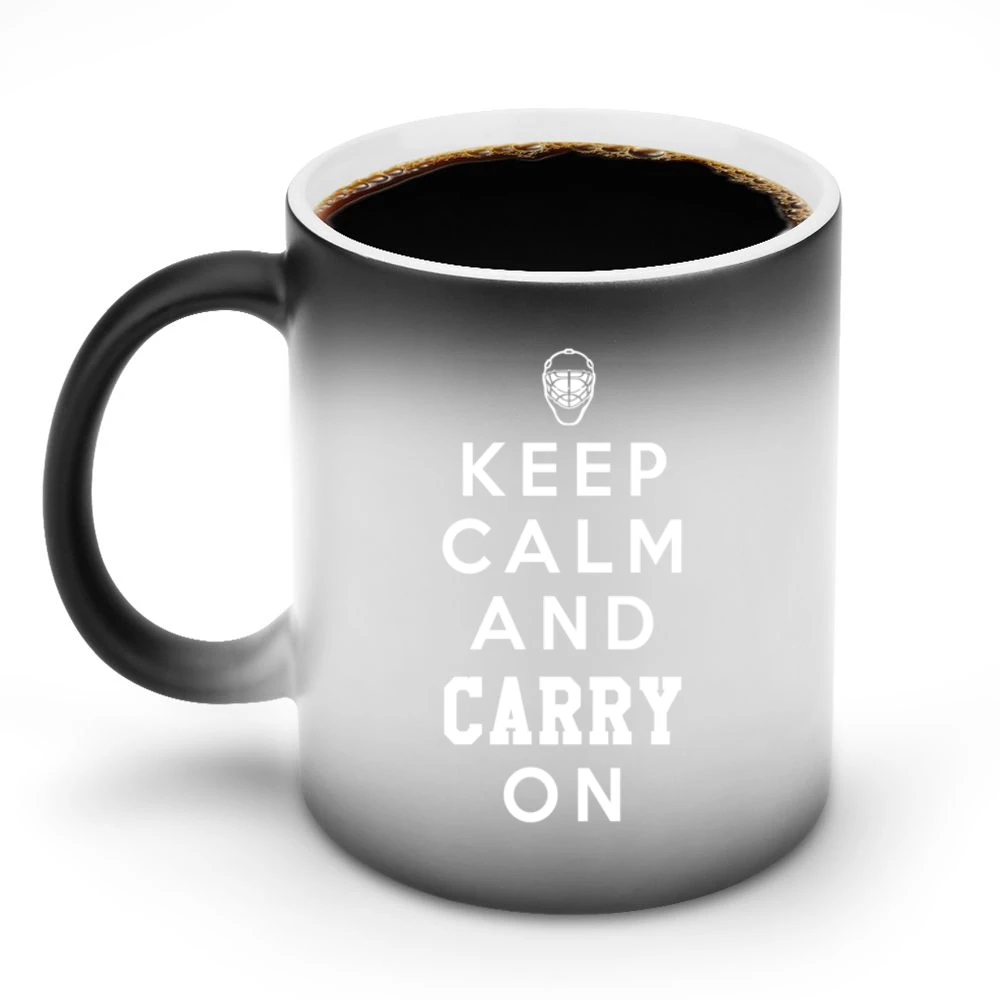 Keep Calm And Carry On Hockey Playoffs Habs Goalie Graphic Discoloration Mug