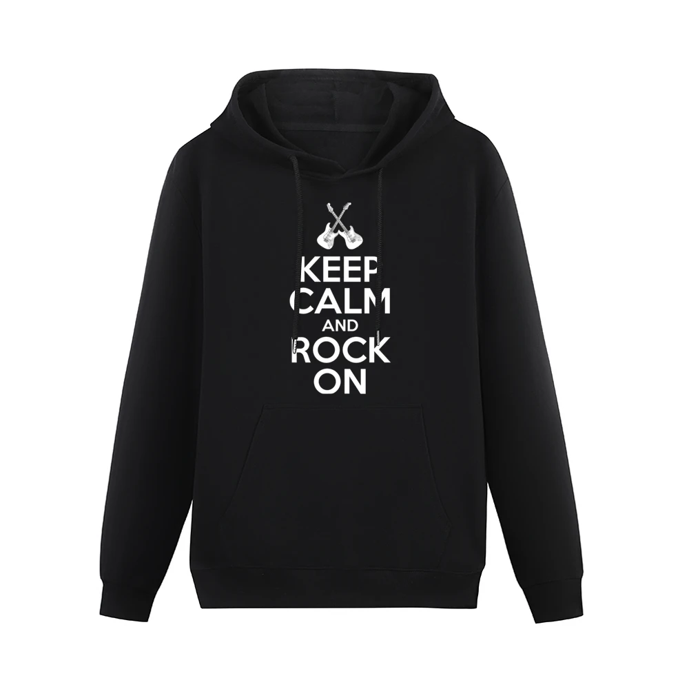 Keep Calm And Rock On Fun Rock N Roll Music Graphic Men Hoodie With Pocket