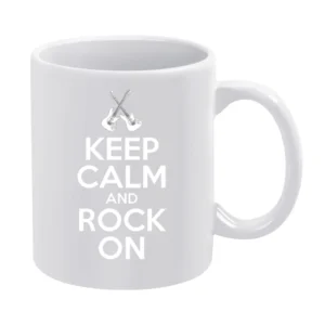 Keep Calm And Rock On Fun Rock N Roll Music Graphic White Mug