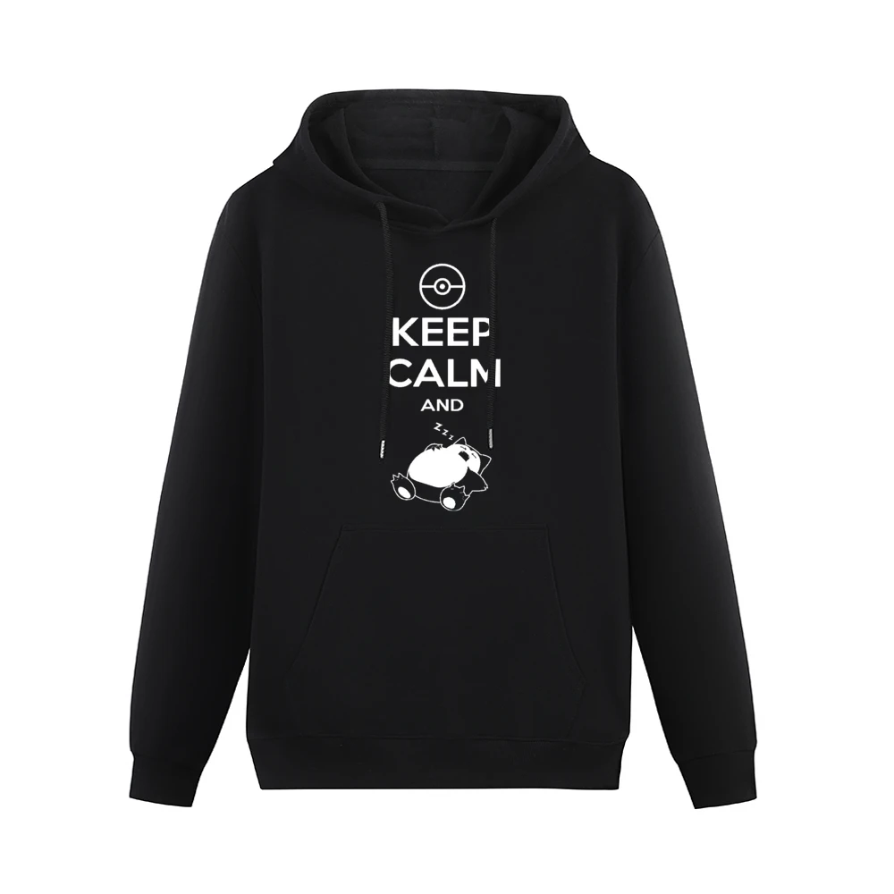 Keep Calm And Snorlax Funny Pokemon Sleeping Graphic Apparel Men Hoodie With Pocket