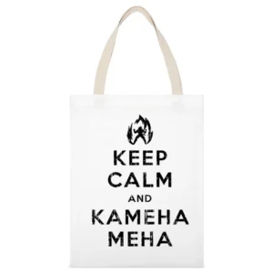 Keep Calm and Kamehameha Dragon Ball Z Funny Anime TV Show White Canvas Tote Shopping Bag