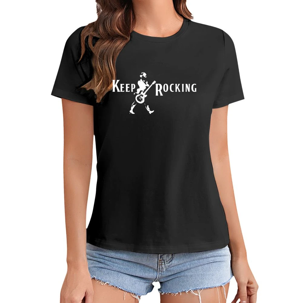 Keep Rocking Fun Parody Rock N Roll Walker Alcohol Party Graphic Tee S Asian Size Women Ladies T-shirt